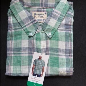 Weatherproof Vintage Green and Blue Plaid Shirt Size XL